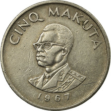 Moneda, CONGO, REPÚBLICA DEMOCRÁTICA DEL, 5 Makuta, 1967, Paris, MBC, Cobre -
