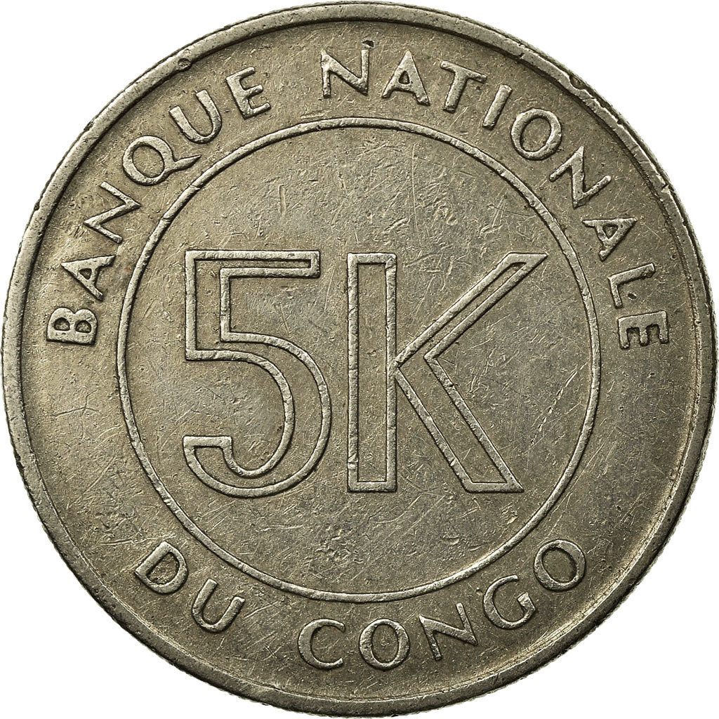 Moneda, CONGO, REPÚBLICA DEMOCRÁTICA DEL, 5 Makuta, 1967, Paris, MBC, Cobre -