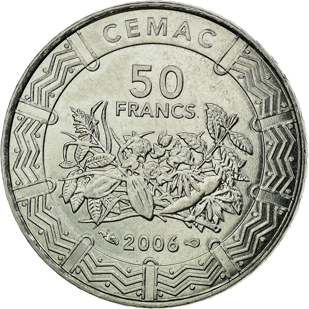 Coin, Central African States, 50 Francs, 2006, Paris, MS(63), Stainless Steel