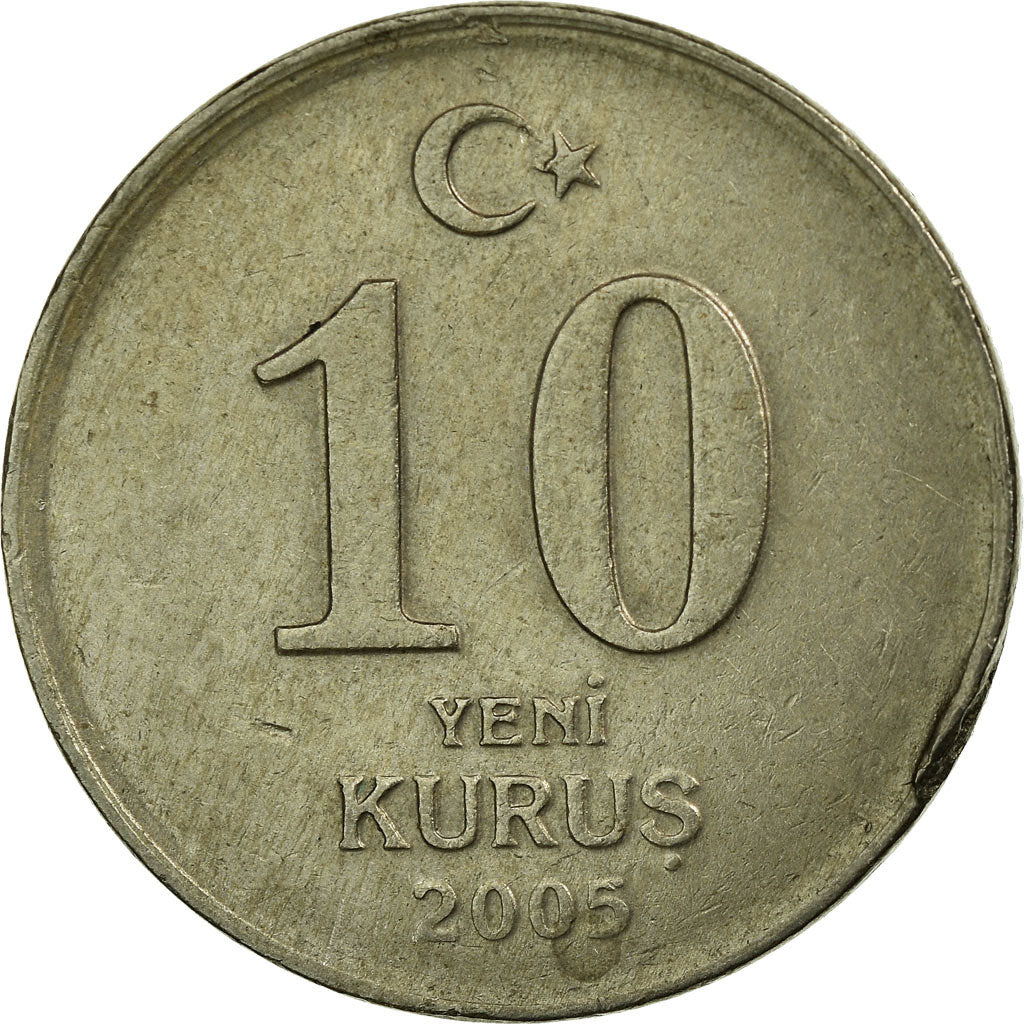 Münze, Türkei, 10 New Kurus, 2005, Istanbul, S+, Copper-Nickel-Zinc, KM:1166