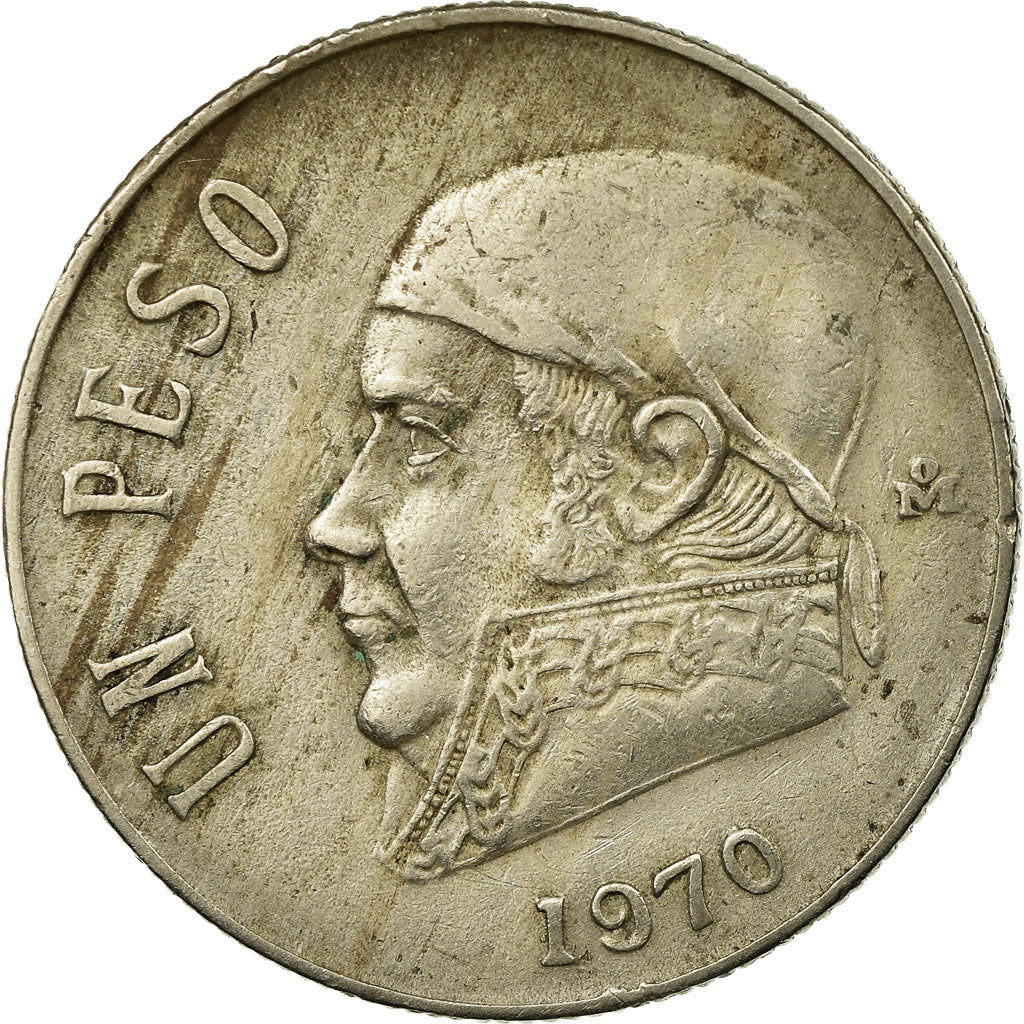 Moneta, Mexico, Peso, 1970, Mexico City, VF(30-35), Miedź-Nikiel, KM:460