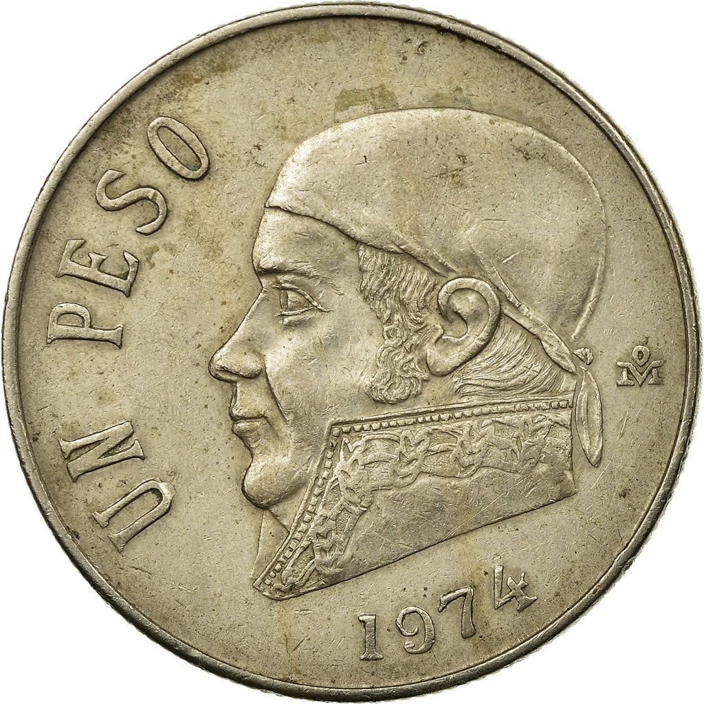 Moneta, Mexico, Peso, 1974, Mexico City, VF(30-35), Miedź-Nikiel, KM:460