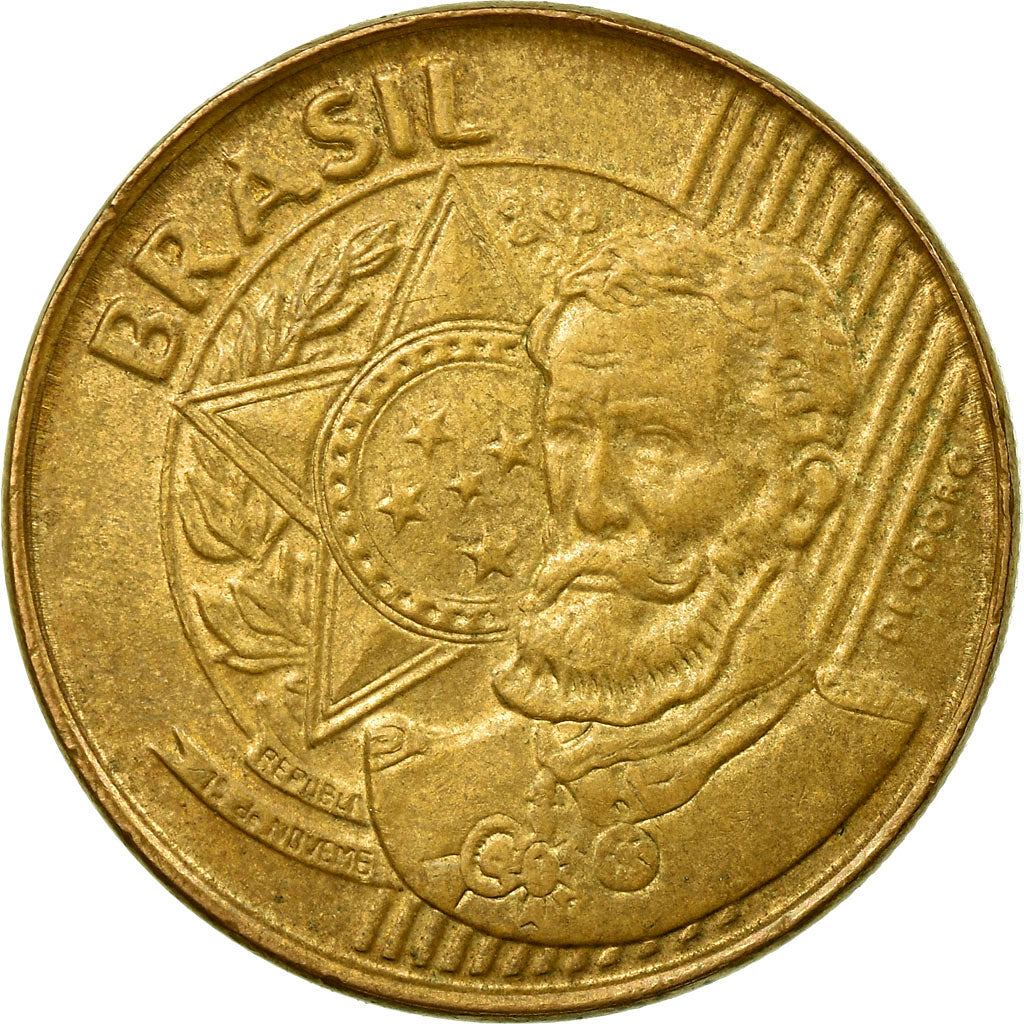 Moneda, Brasil, 25 Centavos, 2013, MBC, Bronce chapado en acero, KM:650