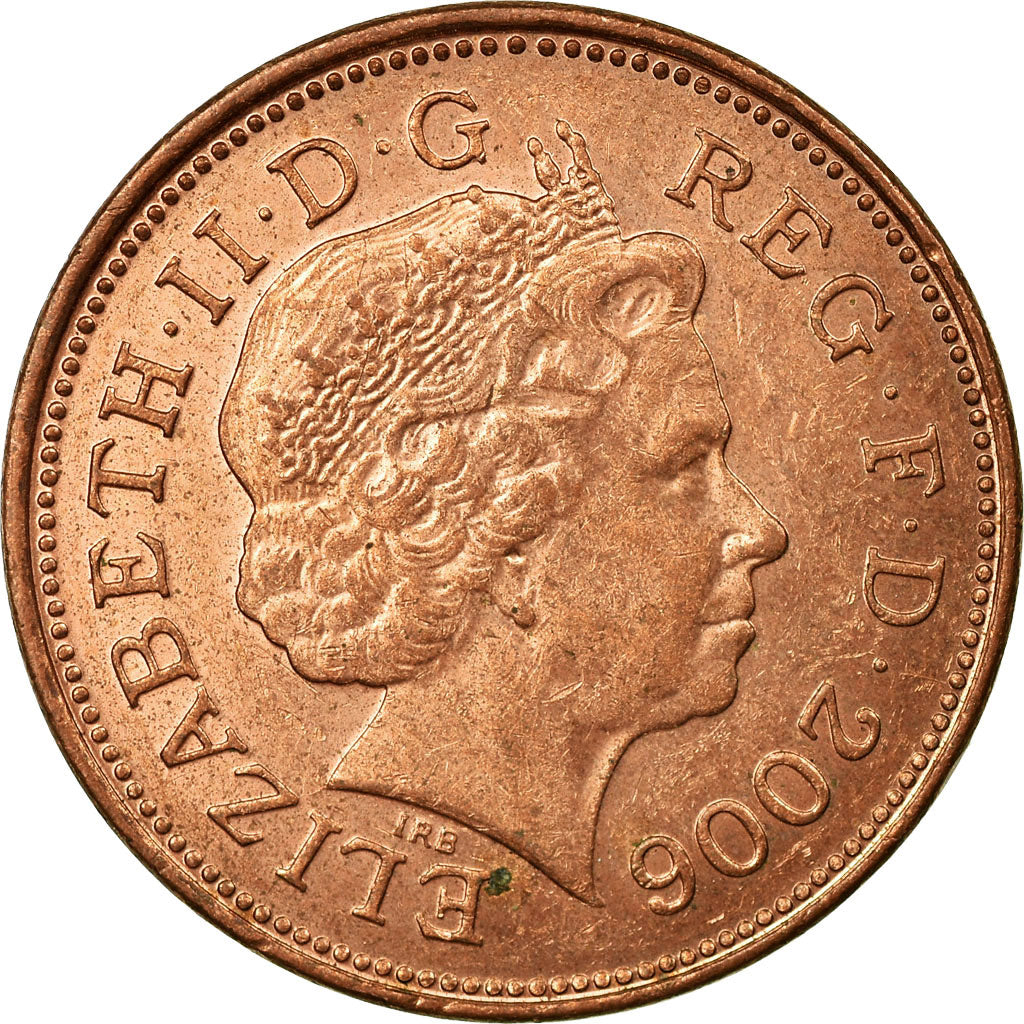 Moneda, Gran Bretaña, Elizabeth II, 2 Pence, 2006, BC+, Cobre chapado en acero