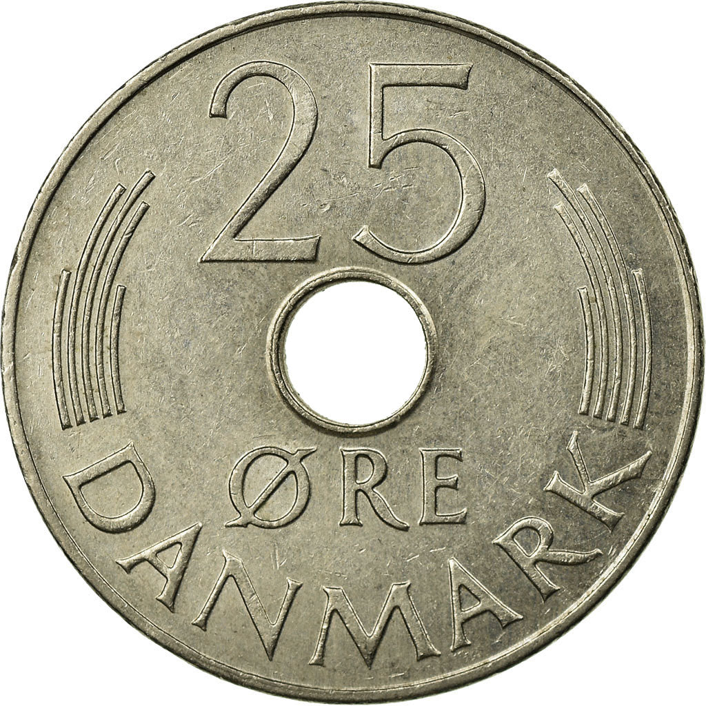 Moneta, Danimarca, Margrethe II, 25 Öre, 1974, Copenhagen, SPL-, Rame-nichel