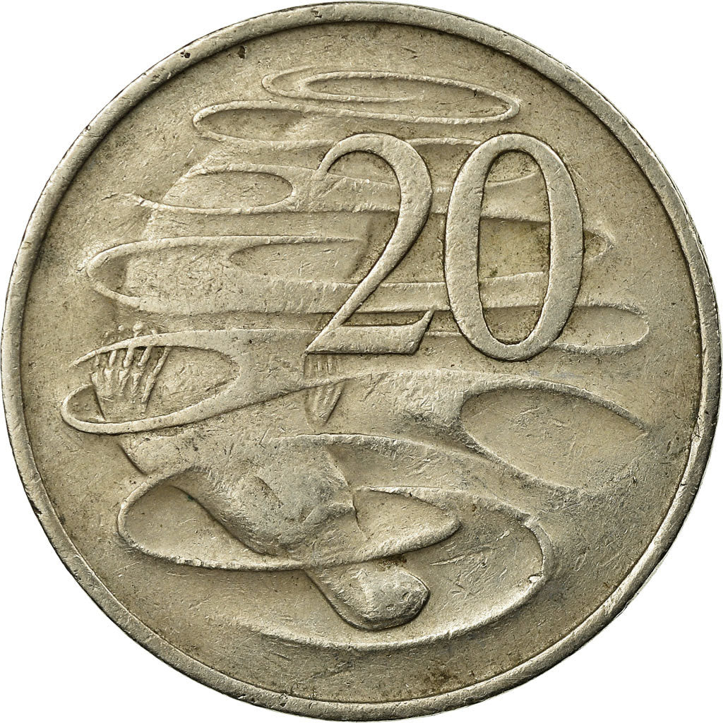 Coin, Australia, Elizabeth II, 20 Cents, 1970, VF(30-35), Copper-nickel, KM:66