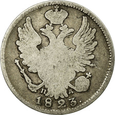 Coin, Russia, Alexander I, 20 Kopeks, 1823, Saint-Petersburg, VF(20-25), Silver