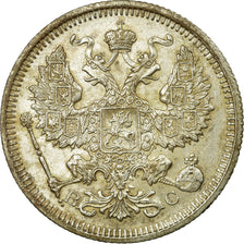 Coin, Russia, Nicholas II, 20 Kopeks, 1916, AU(50-53), Silver, KM:22a.2