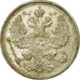 Coin, Russia, Nicholas II, 20 Kopeks, 1916, AU(50-53), Silver, KM:22a.2