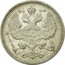 Coin, Russia, Nicholas II, 20 Kopeks, 1916, AU(55-58), Silver, KM:22a.2