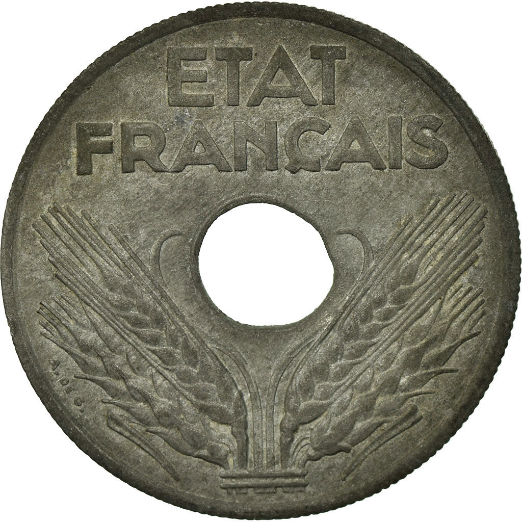 Coin, France, État français, 20 Centimes, 1944, Paris, VF(30-35), Zinc