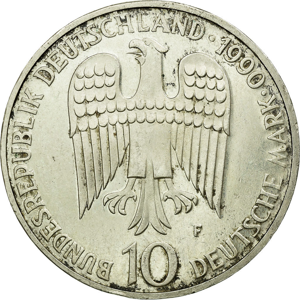Coin, GERMANY - FEDERAL REPUBLIC, 10 Mark, 1990, Stuttgart, Germany, EF(40-45)