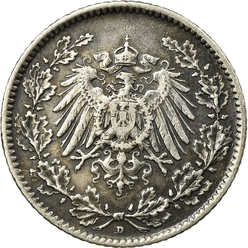 Coin, GERMANY - EMPIRE, 1/2 Mark, 1906, Munich, EF(40-45), Silver, KM:17