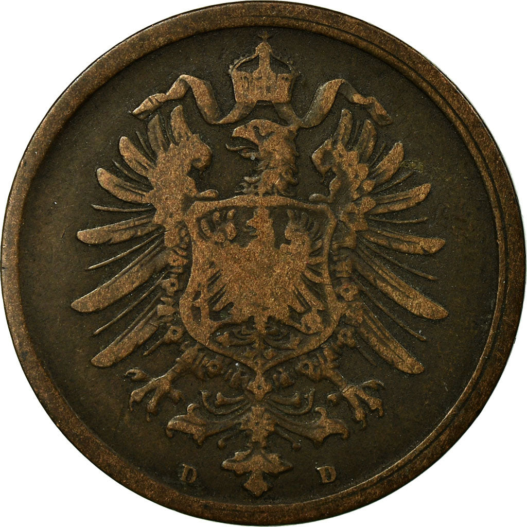 Coin, GERMANY - EMPIRE, Wilhelm I, 2 Pfennig, 1873, Munich, VF(30-35), Copper