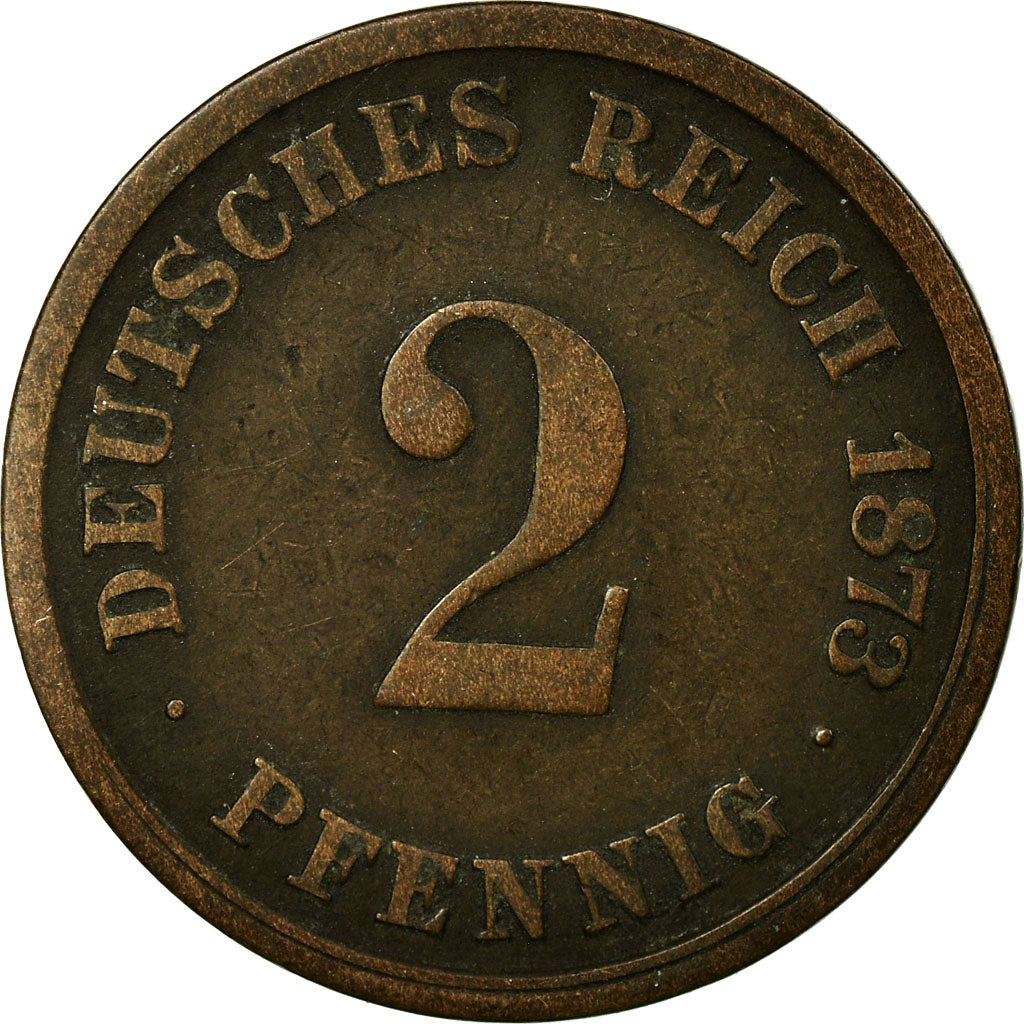 Coin, GERMANY - EMPIRE, Wilhelm I, 2 Pfennig, 1873, Munich, VF(30-35), Copper