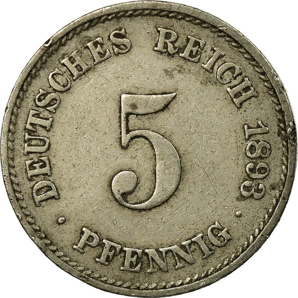 Münze, GERMANY - EMPIRE, Wilhelm II, 5 Pfennig, 1893, Hambourg, SS