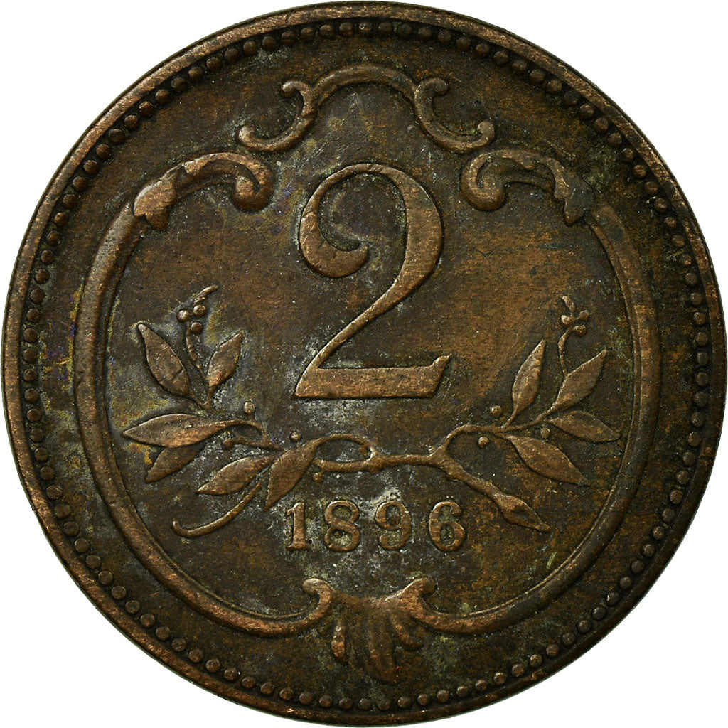 Münze, Österreich, Franz Joseph I, 2 Heller, 1896, S+, Bronze, KM:2801