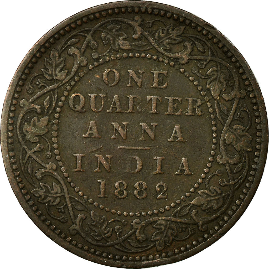 Coin, INDIA-BRITISH, Victoria, 1/4 Anna, 1882, VF(30-35), Copper, KM:486