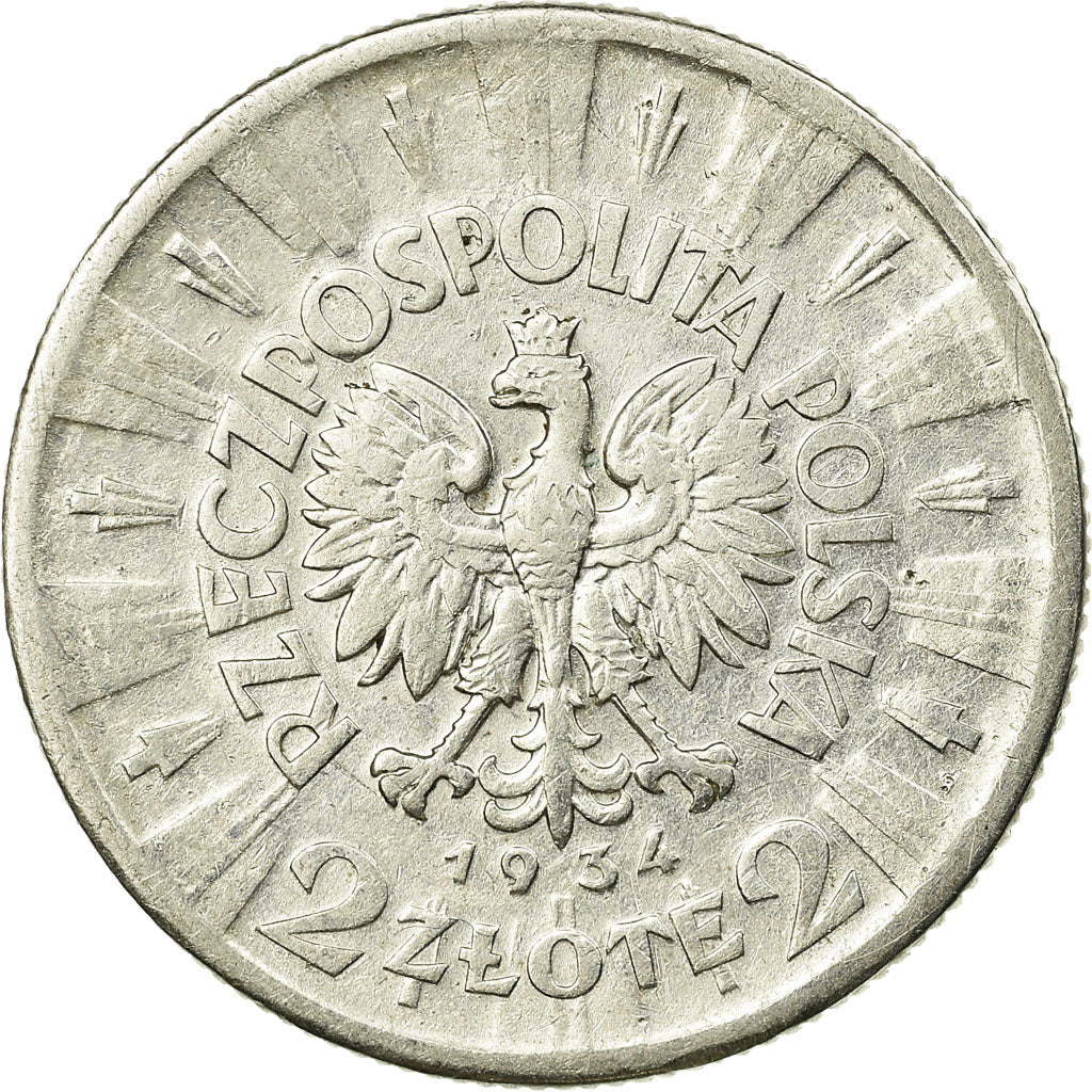Coin, Poland, 2 Zlote, 1934, Warsaw, AU(55-58), Silver, KM:27