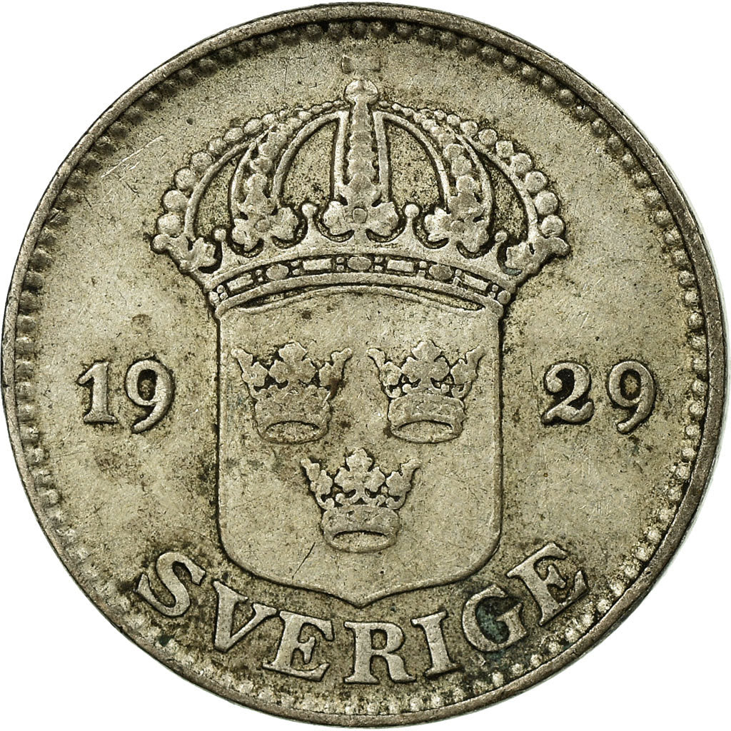 Coin, Sweden, Gustaf V, 25 Öre, 1929, EF(40-45), Silver, KM:785