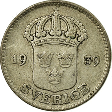 Coin, Sweden, Gustaf V, 25 Öre, 1939, VF(30-35), Silver, KM:785