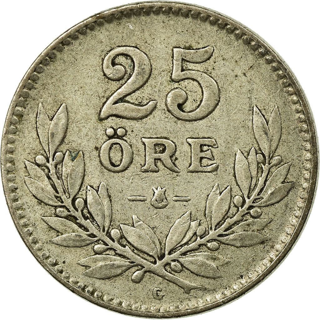 Coin, Sweden, Gustaf V, 25 Öre, 1939, VF(30-35), Silver, KM:785