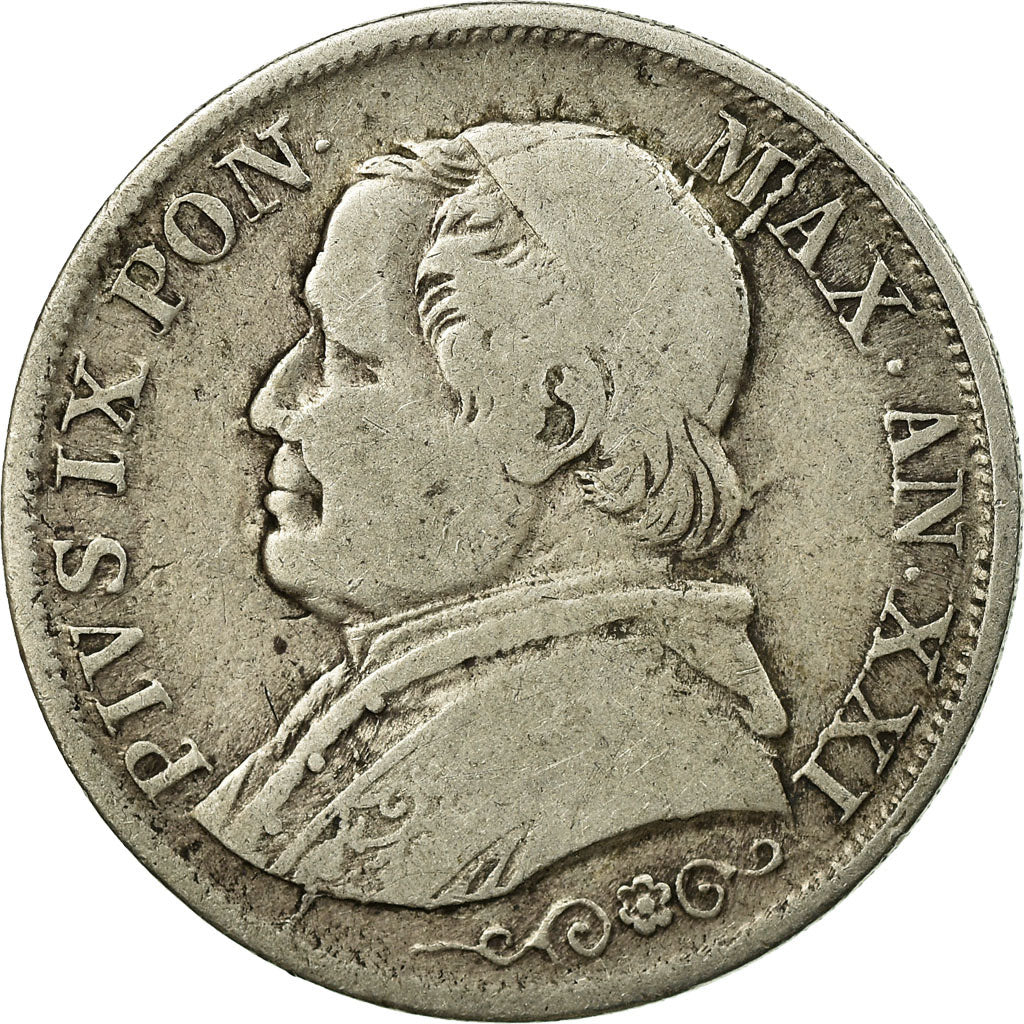 Münze, Italien Staaten, PAPAL STATES, Pius IX, Lira, 1866, Rome, S+, Silber