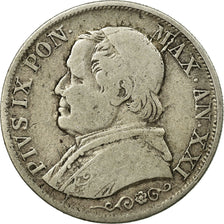 Münze, Italien Staaten, PAPAL STATES, Pius IX, Lira, 1866, Rome, S+, Silber