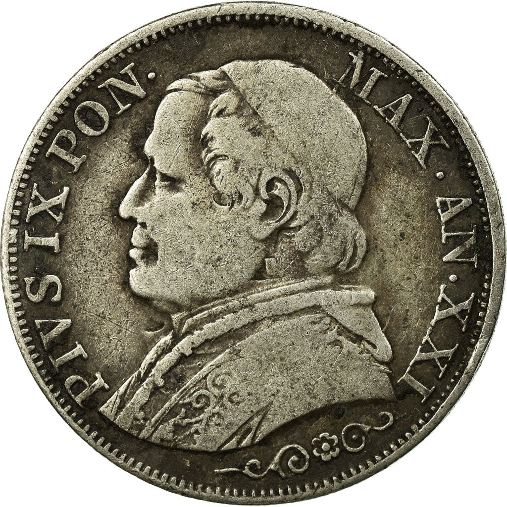 Munten, Italiaanse staten, PAPAL STATES, Pius IX, Lira, 1867, Rome, FR+, Zilver