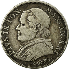 Munten, Italiaanse staten, PAPAL STATES, Pius IX, Lira, 1867, Rome, FR+, Zilver