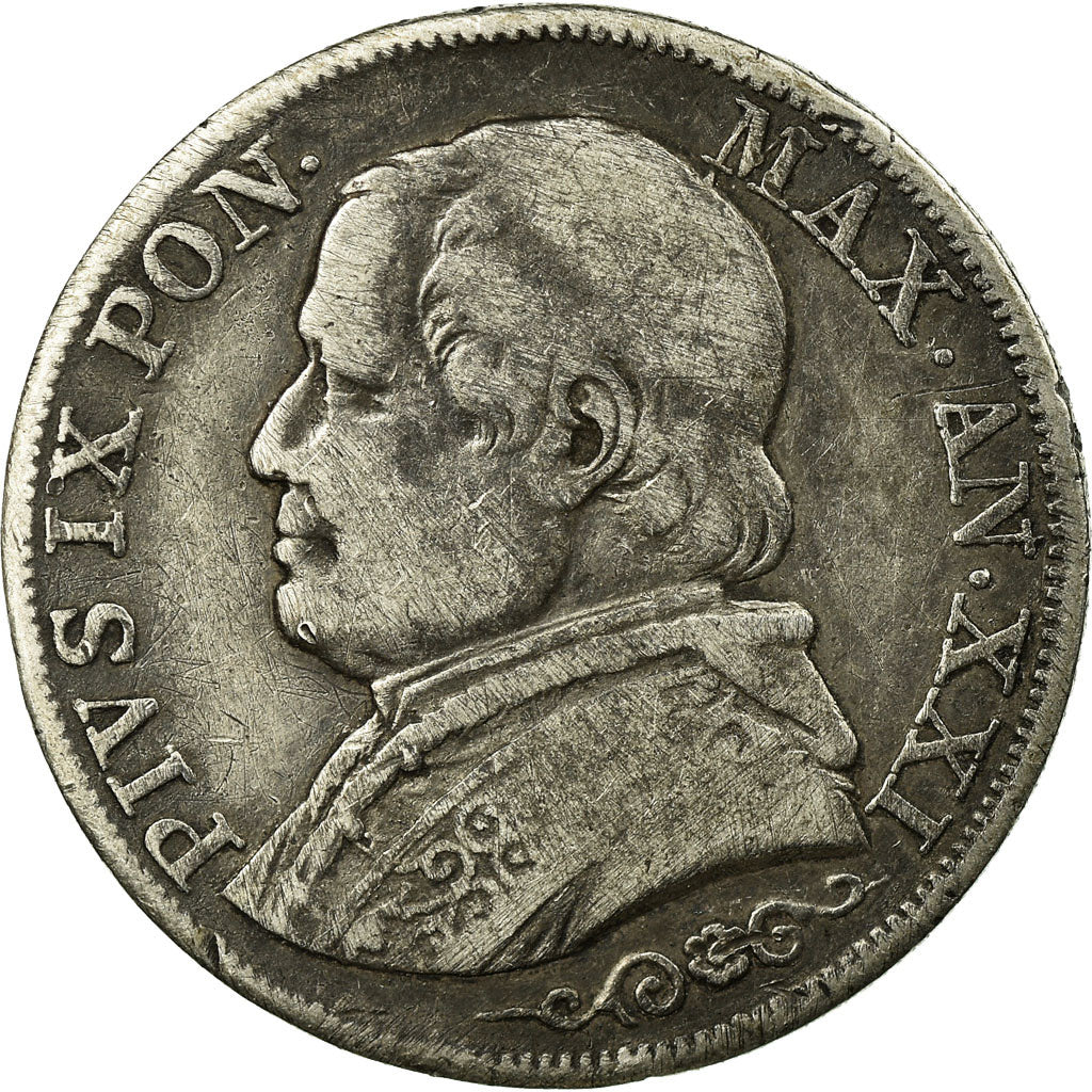 Moneta, DEPARTAMENTY WŁOSKIE, PAPAL STATES, Pius IX, Lira, 1867, Rome