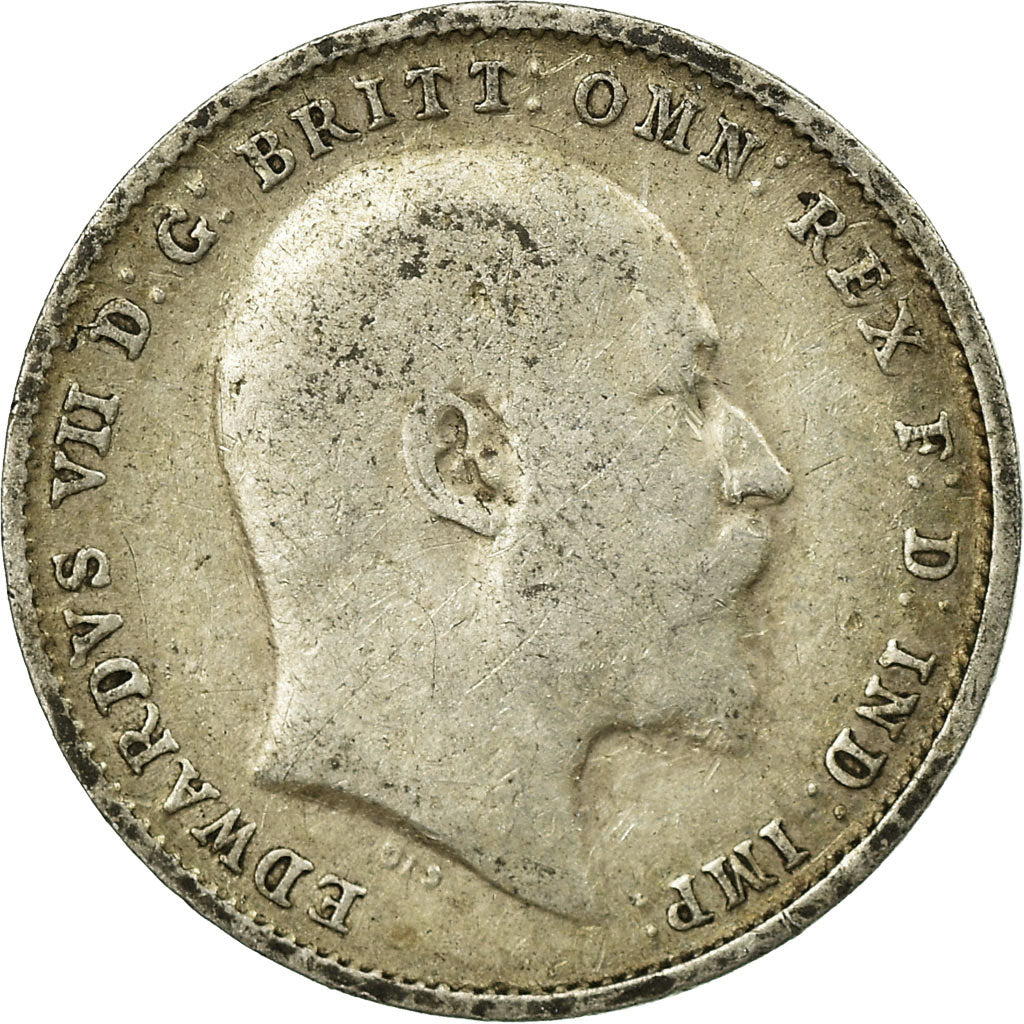 Coin, Great Britain, Edward VII, 3 Pence, 1907, VF(30-35), Silver, KM:797.2