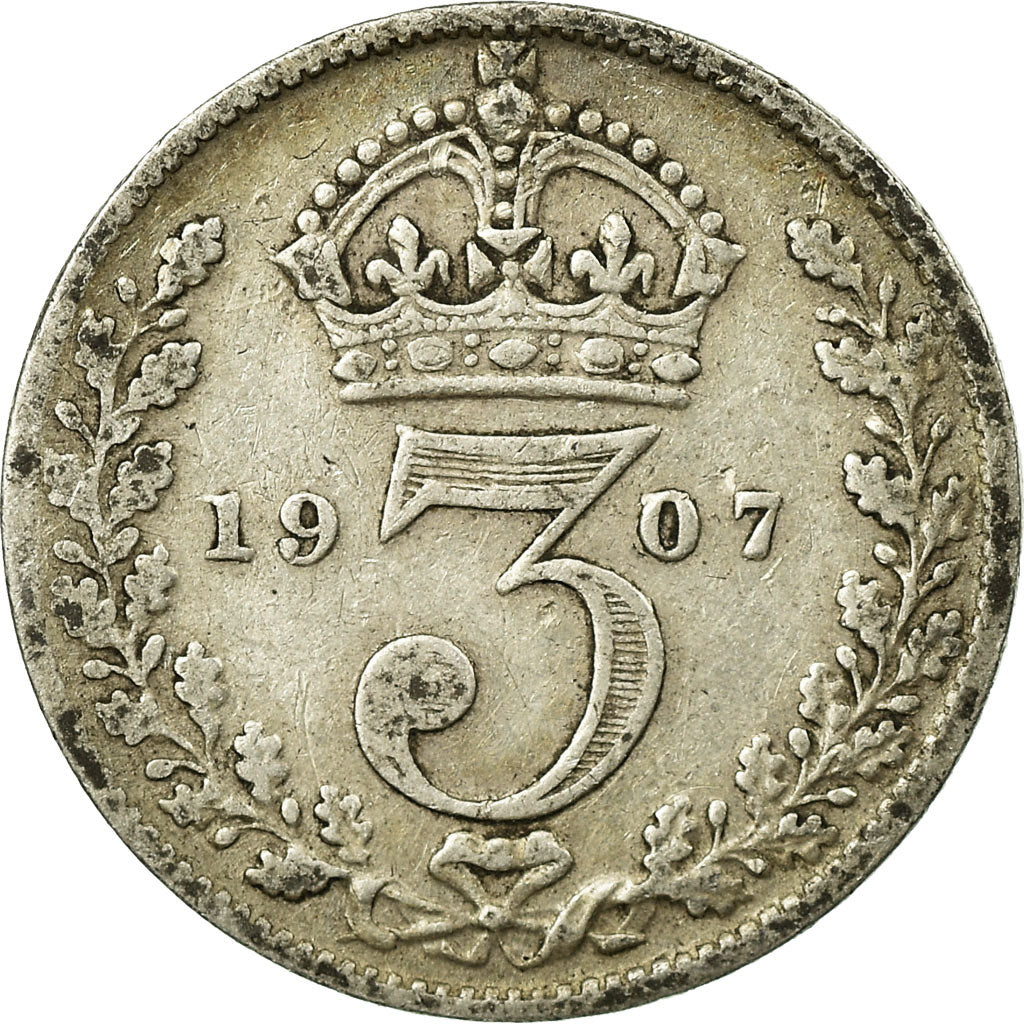 Coin, Great Britain, Edward VII, 3 Pence, 1907, VF(30-35), Silver, KM:797.2