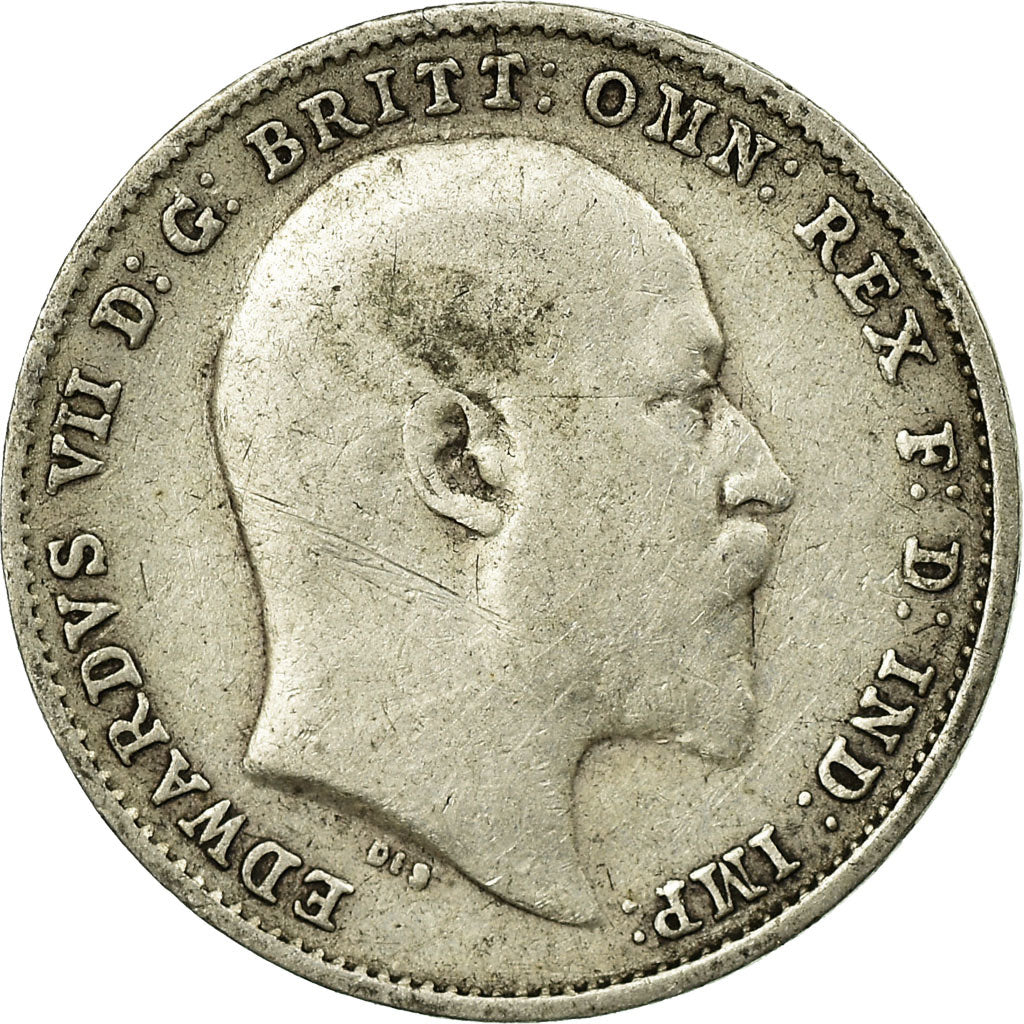 Coin, Great Britain, Edward VII, 3 Pence, 1909, VF(30-35), Silver, KM:797.2