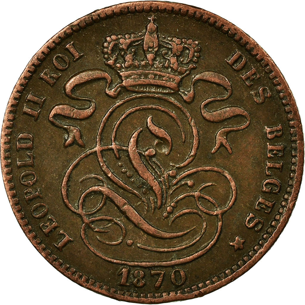 Coin, Belgium, Leopold II, Centime, 1870, AU(55-58), Copper, KM:33.1