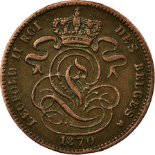 Coin, Belgium, Leopold II, Centime, 1870, AU(55-58), Copper, KM:33.1