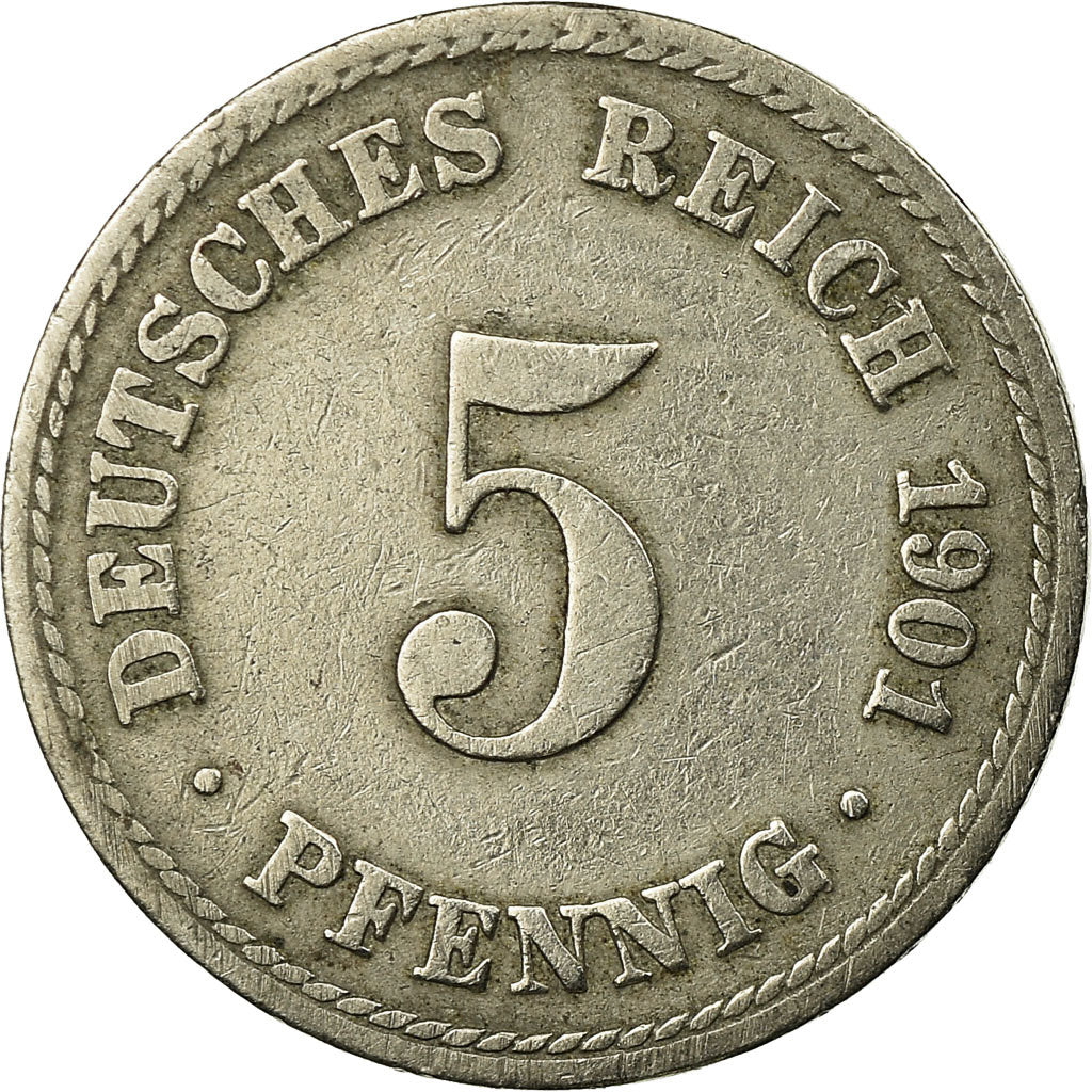 Coin, GERMANY - EMPIRE, Wilhelm II, 5 Pfennig, 1901, Berlin, EF(40-45)