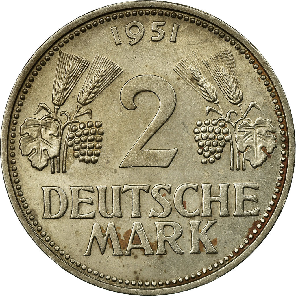 Coin, GERMANY - FEDERAL REPUBLIC, 2 Mark, 1951, Stuttgart, VF(30-35)