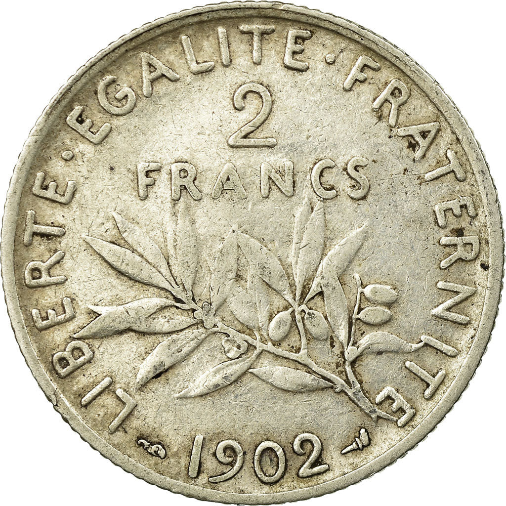 Munten, Frankrijk, Semeuse, 2 Francs, 1902, Paris, ZF, Zilver, KM:845.1