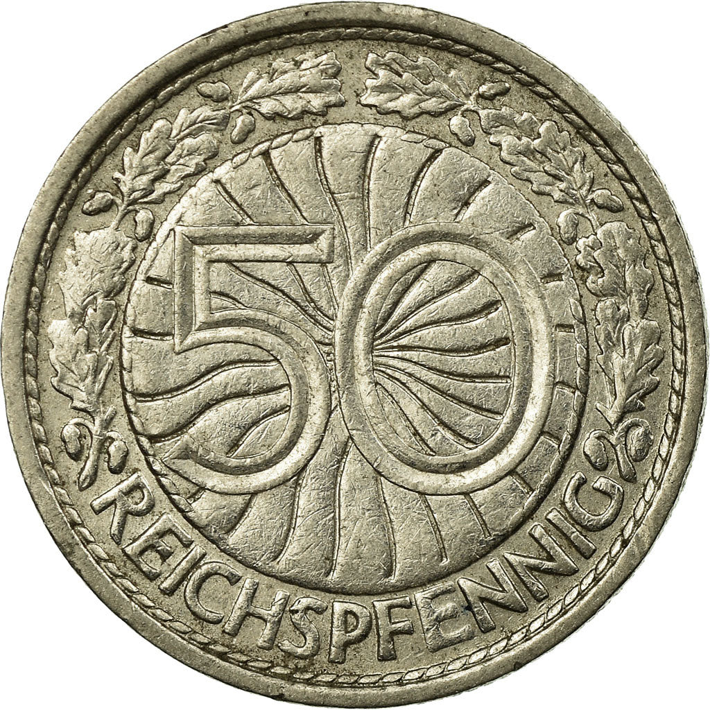 Moneda, ALEMANIA - REPÚBLICA DE WEIMAR, 50 Reichspfennig, 1936, Berlin, MBC