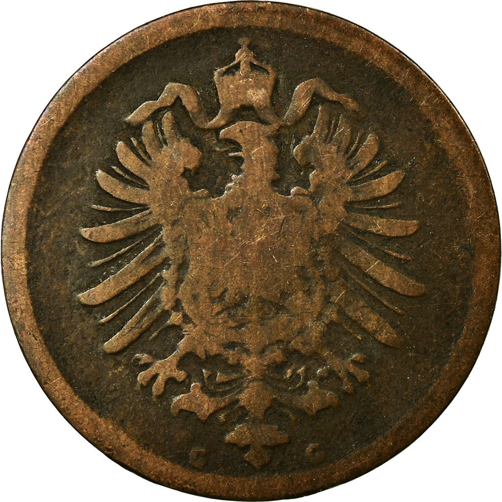 Münze, GERMANY - EMPIRE, Wilhelm I, Pfennig, 1874, Karlsruhe, S, Kupfer, KM:1