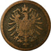 Moneta, GERMANIA - IMPERO, Wilhelm I, Pfennig, 1874, Karlsruhe, MB, Rame, KM:1