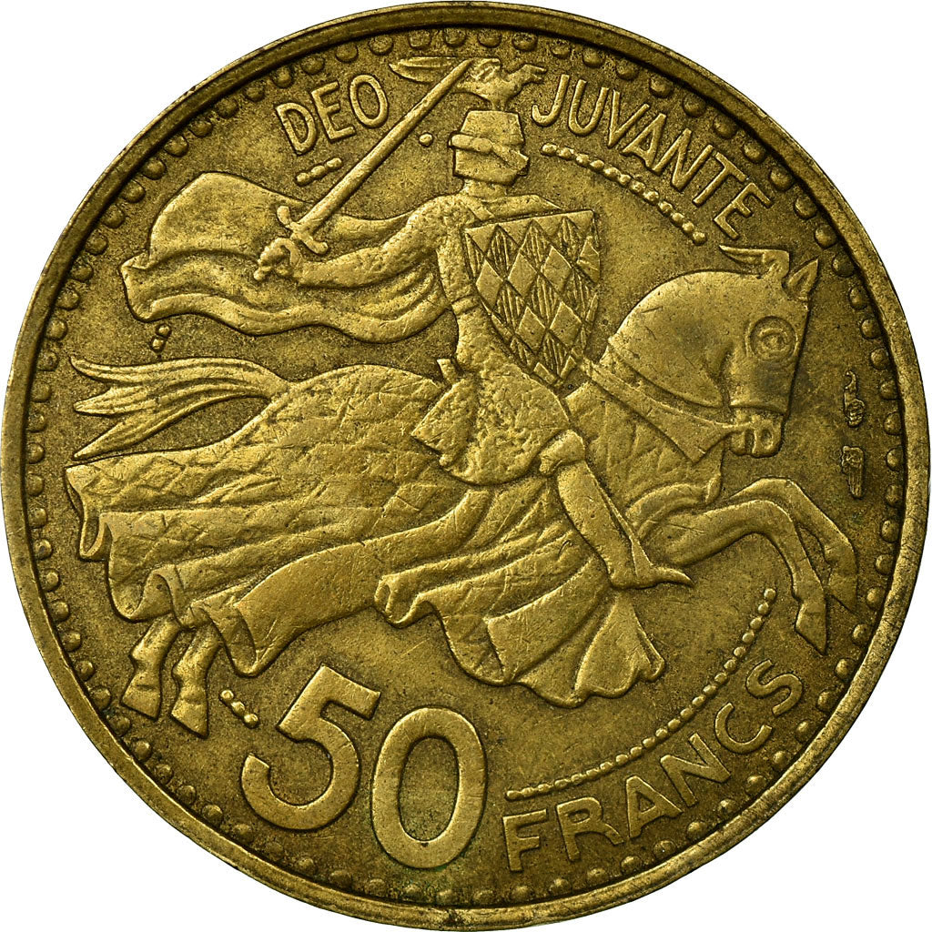 Coin, Monaco, Rainier III, 50 Francs, Cinquante, 1950, VF(30-35)