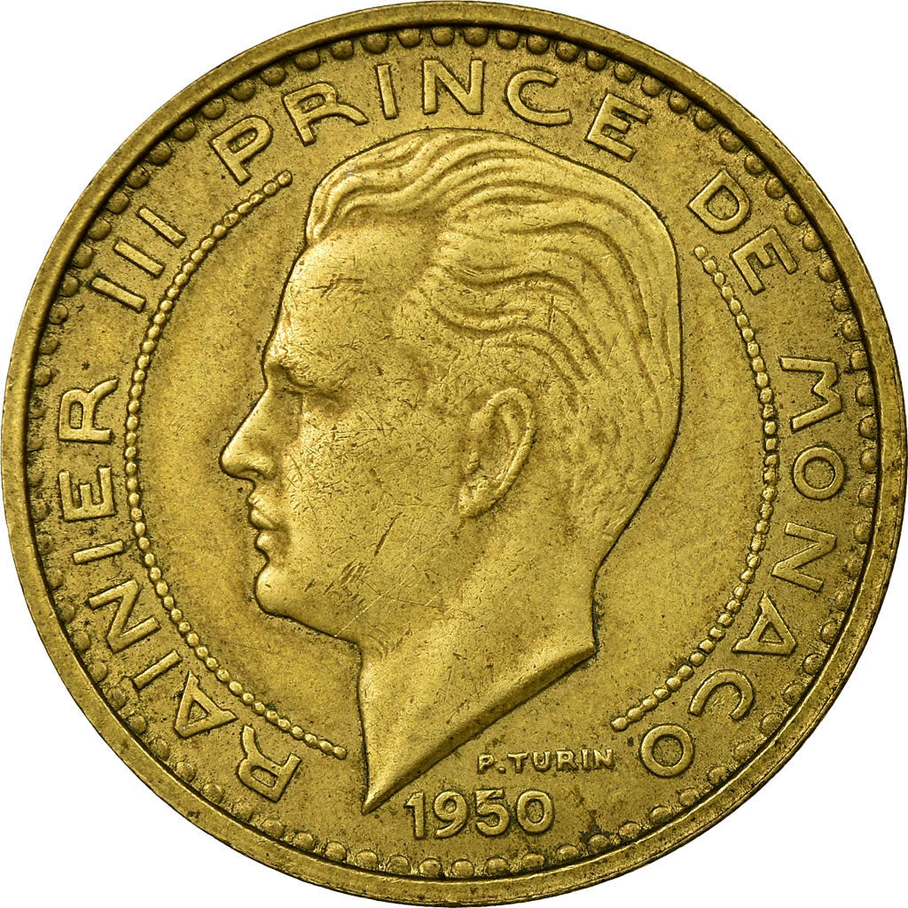 Coin, Monaco, Rainier III, 50 Francs, Cinquante, 1950, VF(30-35)