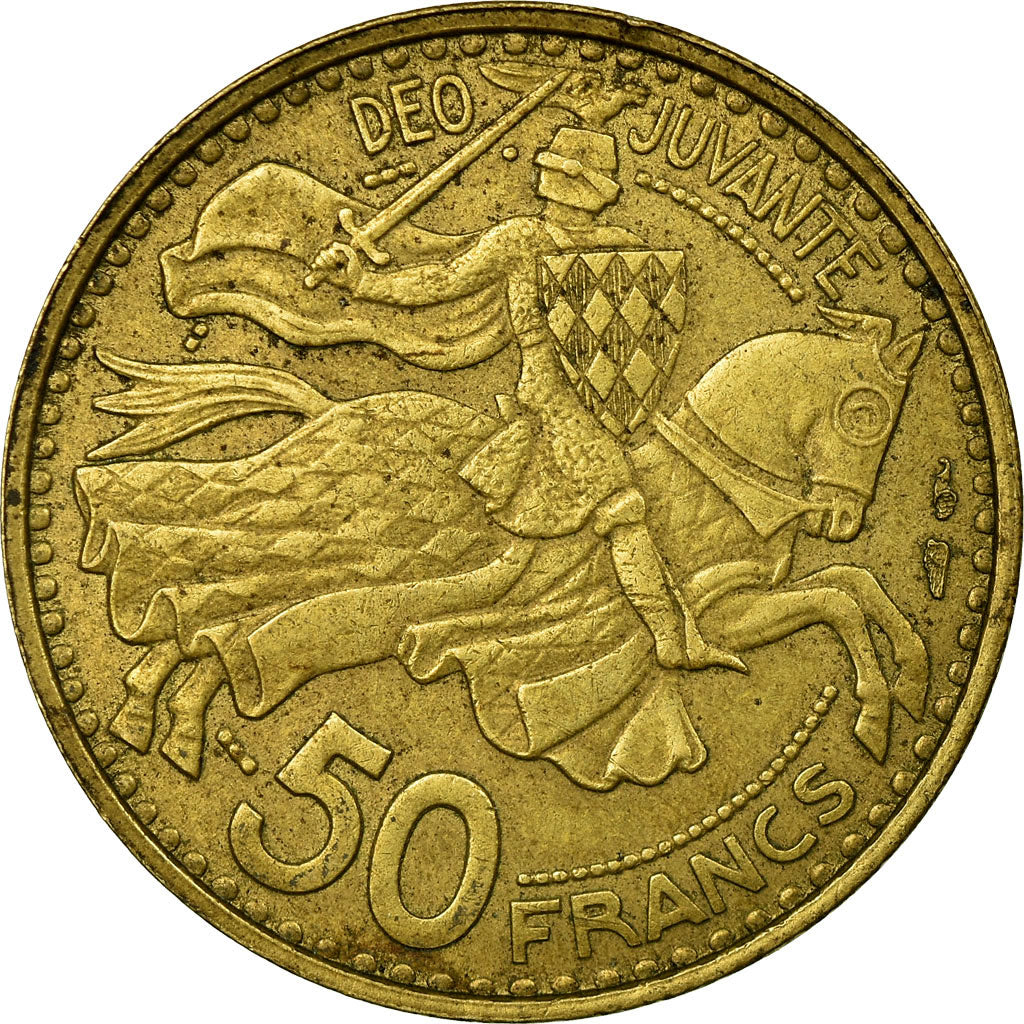 Coin, Monaco, Rainier III, 50 Francs, Cinquante, 1950, VF(30-35)