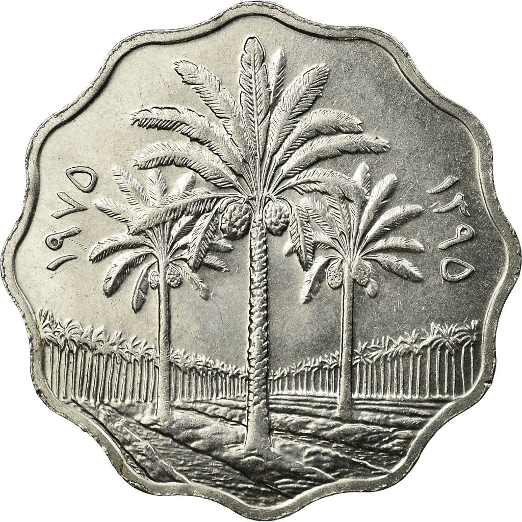Moneda, Iraq, 10 Fils, 1975, EBC, Acero inoxidable, KM:142
