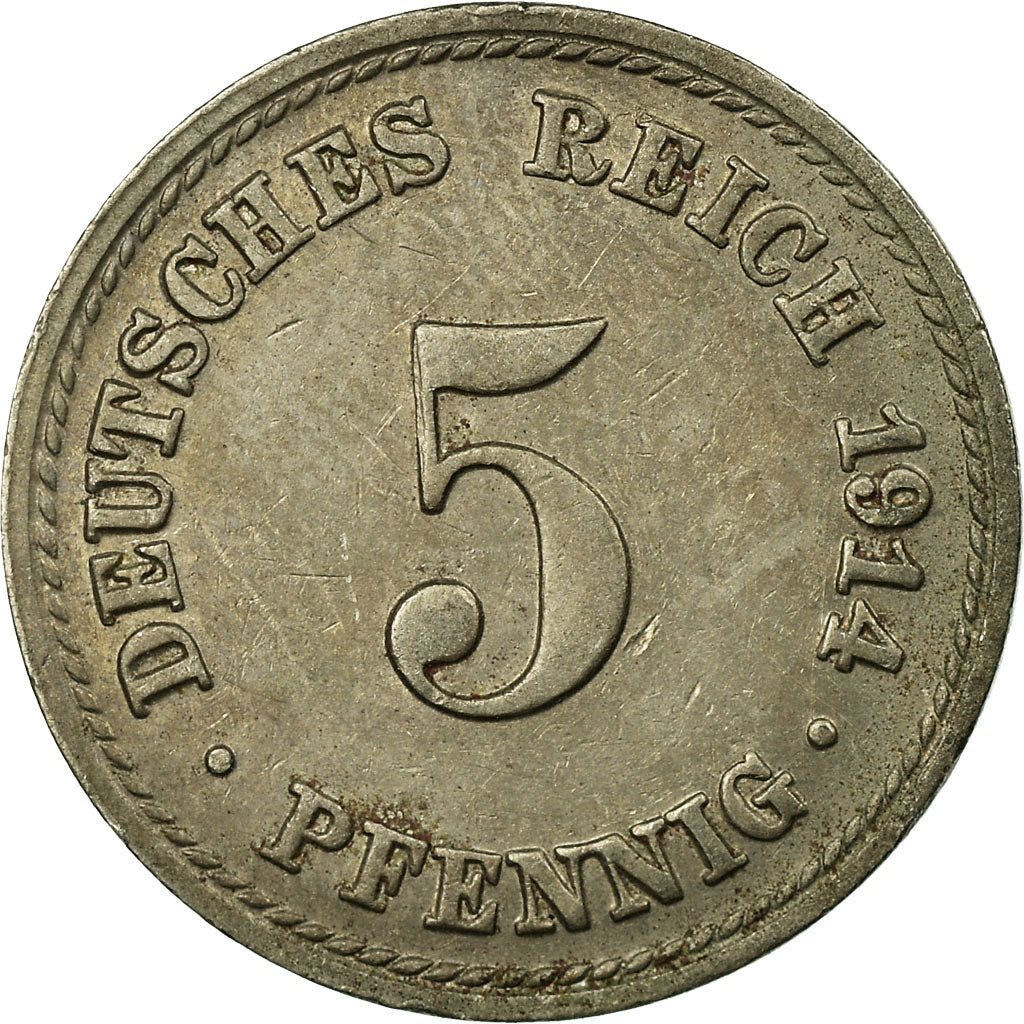 Moeda, ALEMANHA - IMPÉRIO, Wilhelm II, 5 Pfennig, 1914, Berlin, EF(40-45)