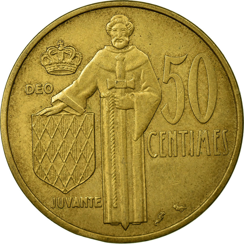 Coin, Monaco, Rainier III, 50 Centimes, 1962, EF(40-45), Aluminum-Bronze
