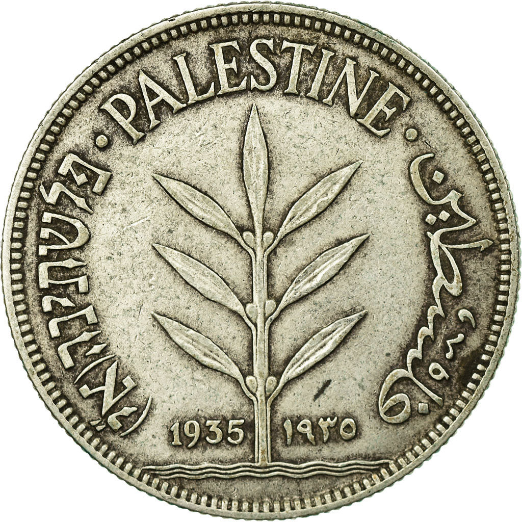 Moeda, Palestina, 100 Mils, 1935, EF(40-45), Prata, KM:7
