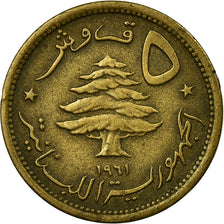 Monnaie, Lebanon, 5 Piastres, 1961, TTB, Aluminum-Bronze, KM:21